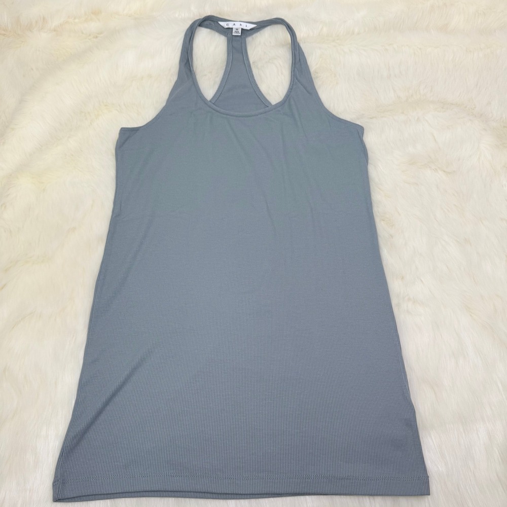 CAbi |Ribbed Long-length Racerback Tank in Sage‎